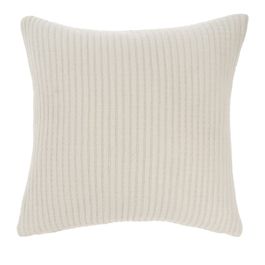 Kantha-Stitch Pillow, White | 24x24